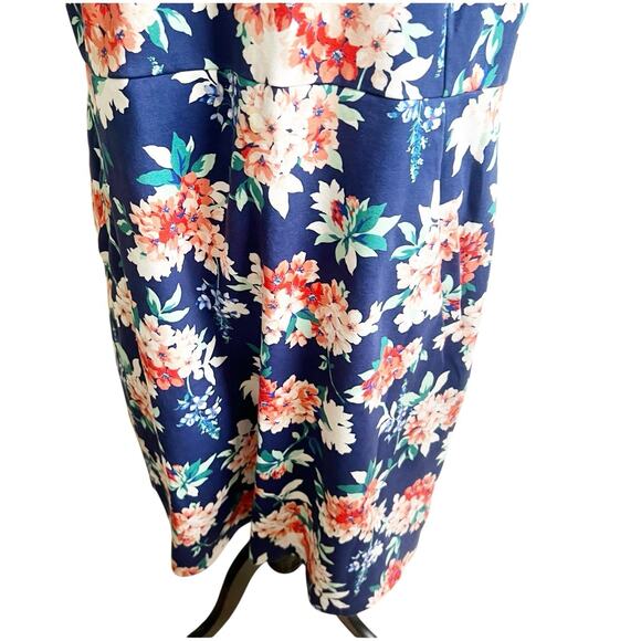 Land’s End Women’s Plus Size 20W Floral Sheath Dress Blue Pockets Scoop Neck - Picture 5 of 14